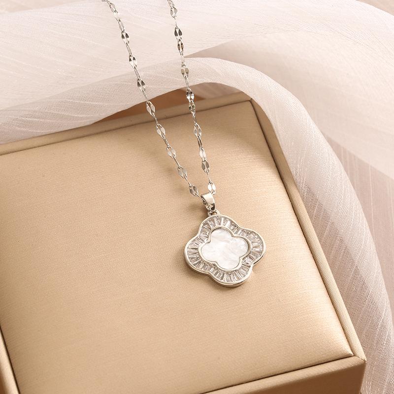 

Перламутрове намисто з цирконієм і титановою сталлю, щасливий чотирилисник, намисто New Tide, простий темперамент, червоне жіноче намисто