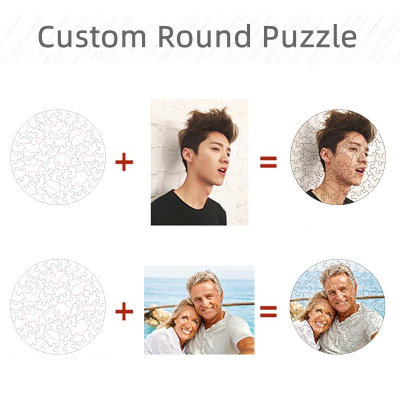 Customized Round Wooden Jigsaw Puzzle Printing Kids Adults Photo Custom Jigsaw Puzzle
