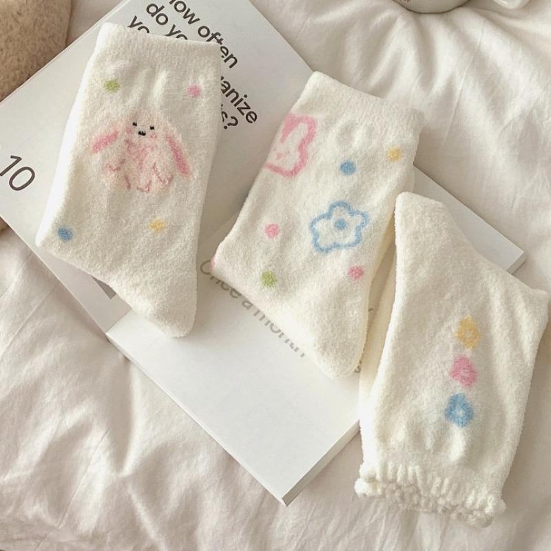 Ladies Autumn and Winter Thickened Cartoon Home Cute Furry Warm Sleep Tube Socks