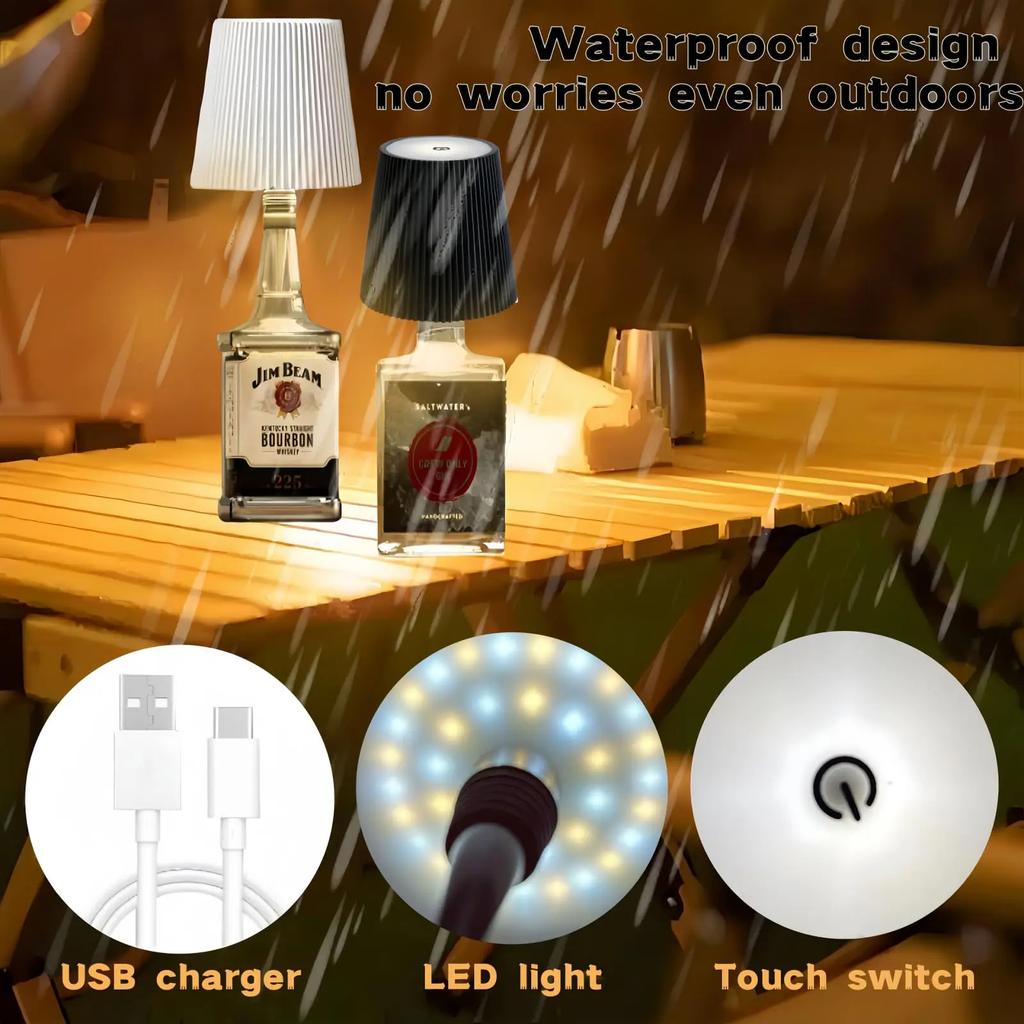 Wireless Wine Bottle Lamp Rechargeable Table Lamp Touch Control Wine Bottle Light Dimming LED Table Lamp Atmosphere Night Light
