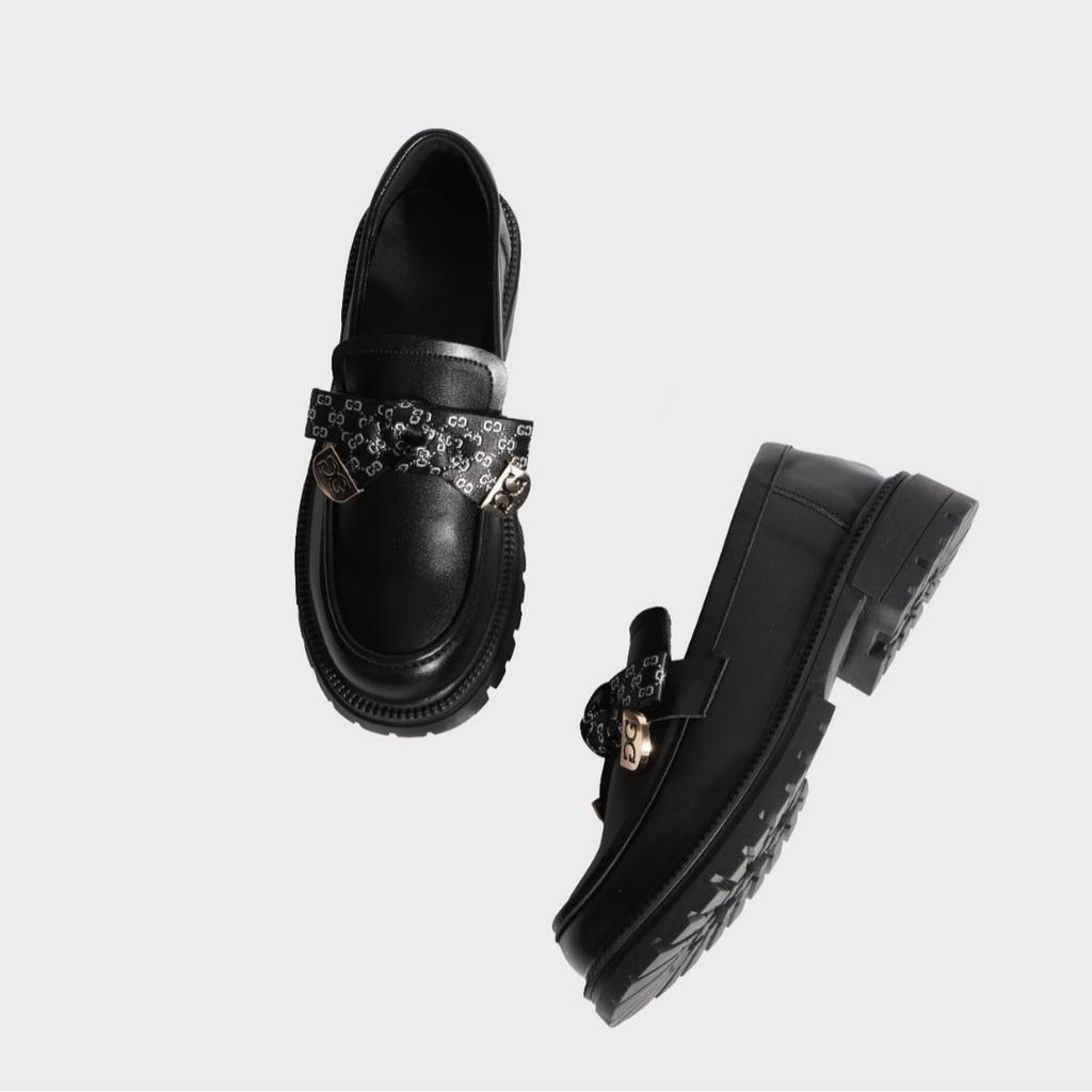 Spring and summer new fashion Huizhou women's shoes solid color loafers platform shoes women's comfortable thick heel British style small leather