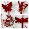 Christmas Decoration Wine Red Flocking Wreath Bow Elk Pendant Christmas Tree Decoration Ornaments
