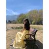 French Yellow Suspender Dress Women's Summer Seaside Vacation Style Dress Loose A-line Skirt Long Skirt
