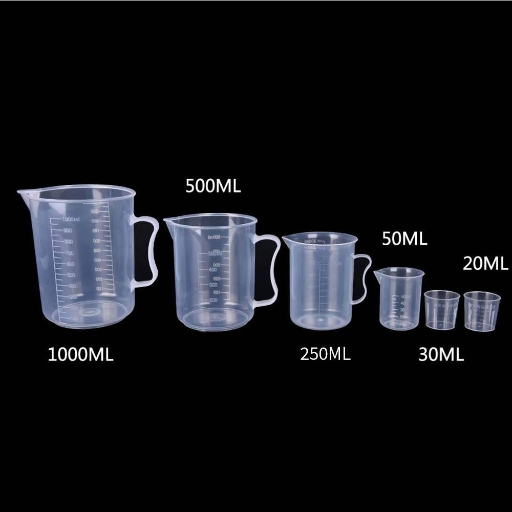 20ml / 30ml /50ml /250ml /500ml/1000ml Clear Plastic Graduated Measuring Cup for Baking Beaker Liquid Measure JugCup Container