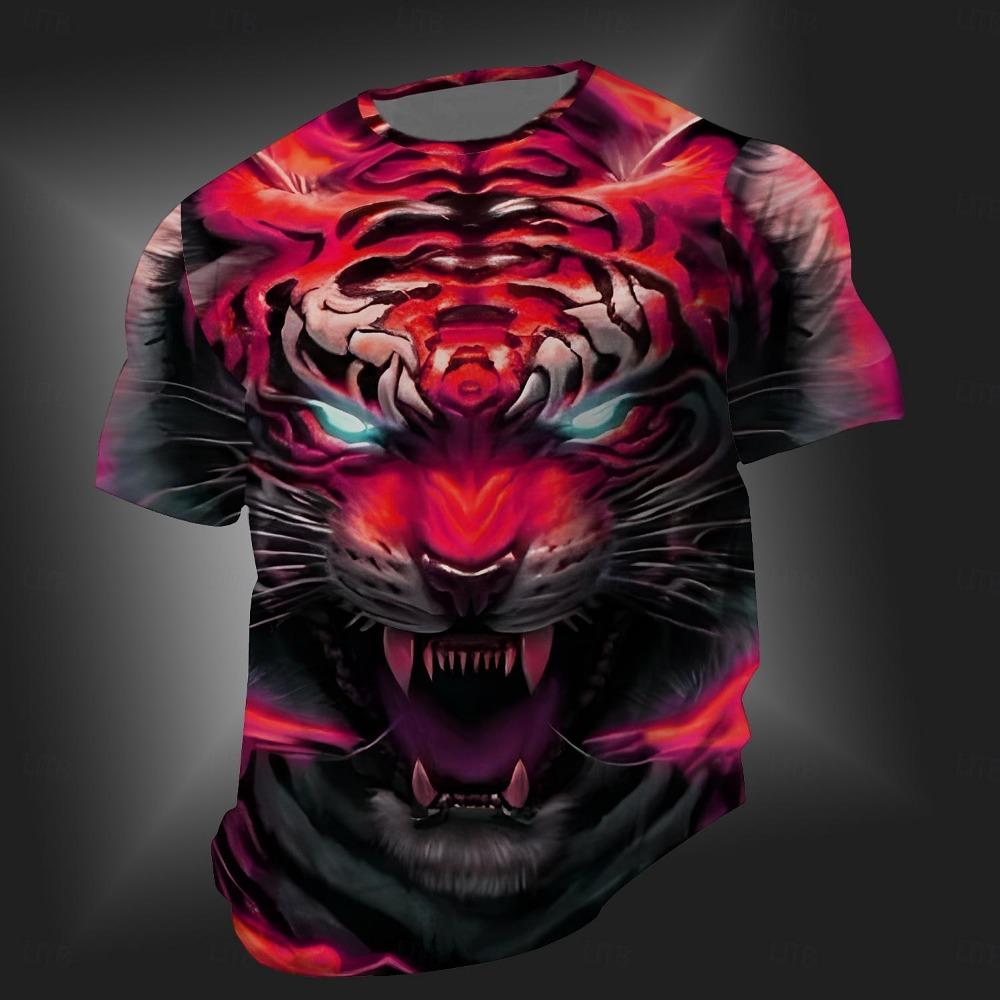 Men's Animal Horse T Shirt Short Sleeve T shirt 3D Print Crew Neck Shirt Funny Casual Daily Street Blue White Khaki Summer Spring Clothing