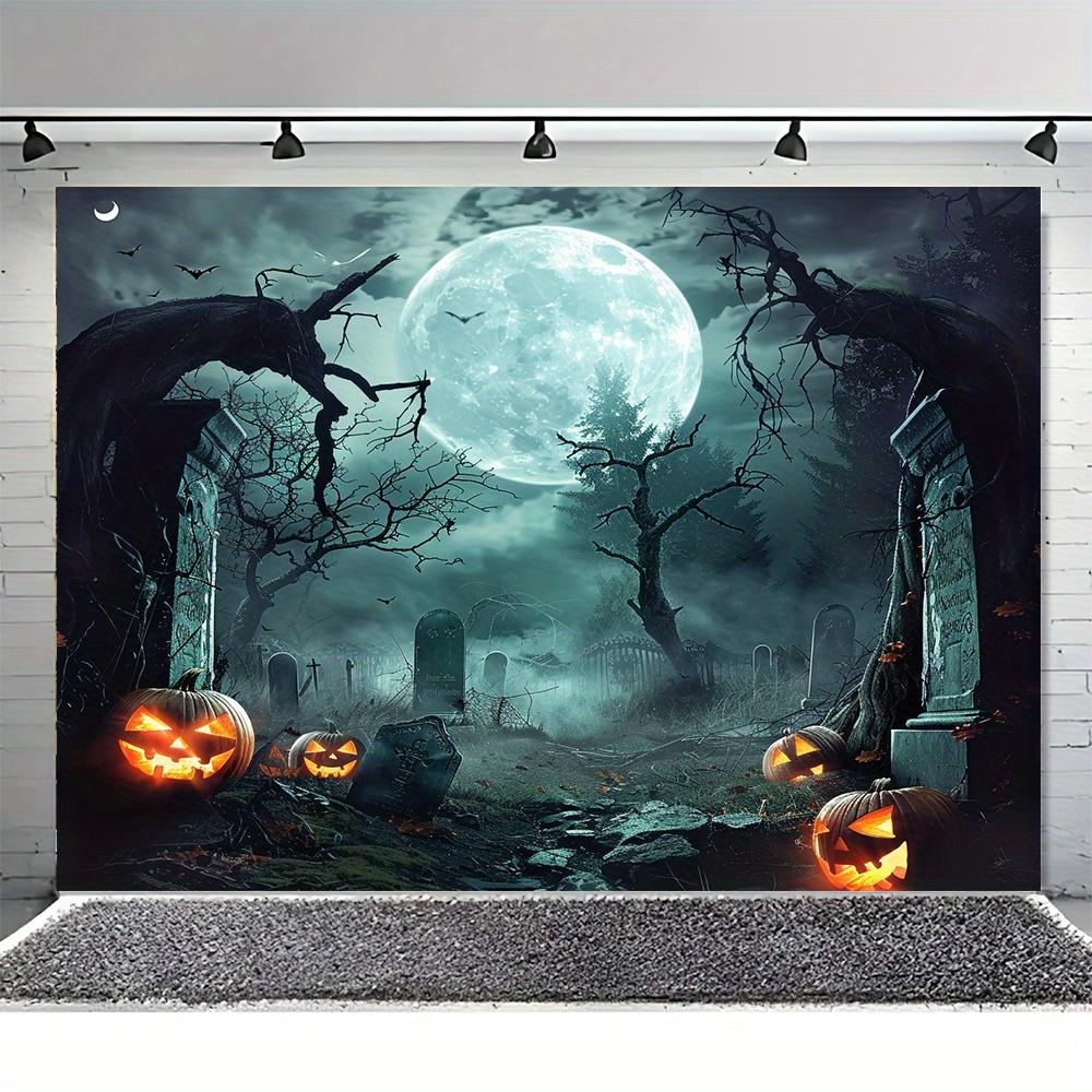 Halloween Horror Night Pumpkin Moon party decoration background cloth, suitable for indoor and outdoor decoration