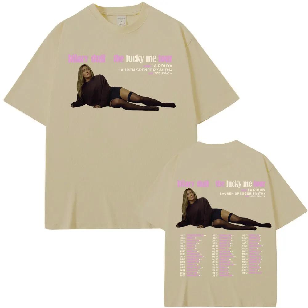 The Lucky Me Tour for 2026 TShirt Hilary Duff Fashion High Quality Teeshirt Sleeve Women Unisex Cotton Gothic Casual Tshirt