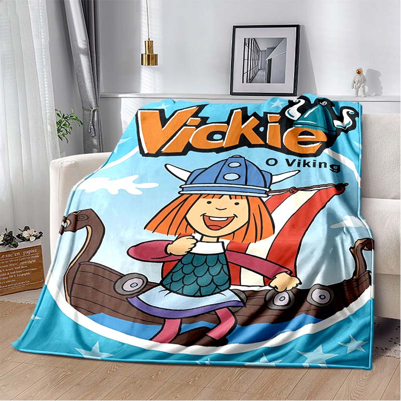 Vickie Die Wikingerin Cartoon-Druck Flanell Überwurf Weich Warm Sofa Bettdecke Für Kinderzimmer Wohnzimmer Heimdekoration Geschenk