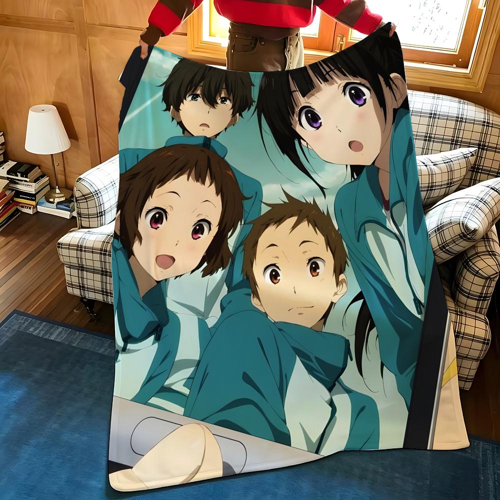 Anime H-Hyouka Throw Flannel Cozy Print Blanket, Portable, Durable Machine Washable Cute Cool