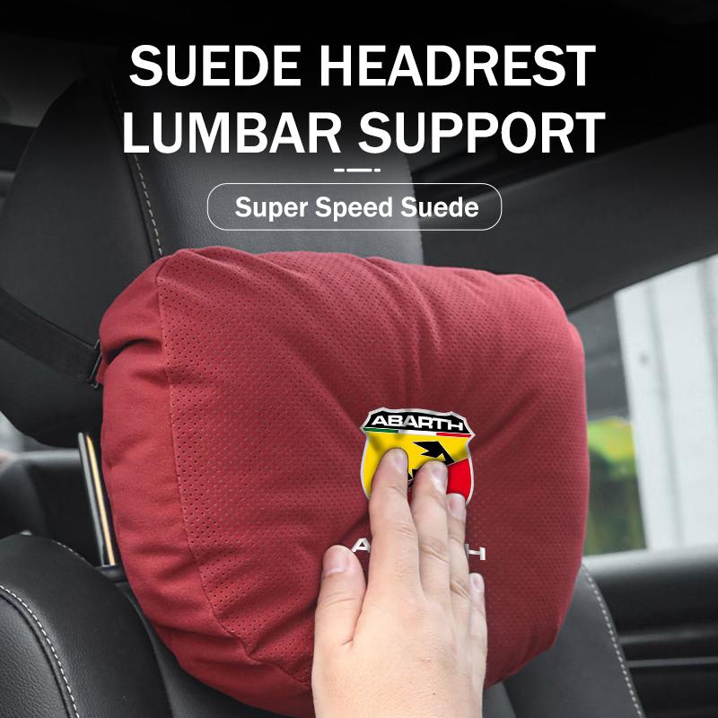 Car Suede Seat Headrest Neck Pillow Soft Cushion Lumbar Support For Abarth Freemont Strada 500x Grande Punto Ducato Stilo Palio