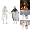 Festive Halloween Skeleton Couple Decorative Props Realistic Plastic Bride Groom Design 21x10cm