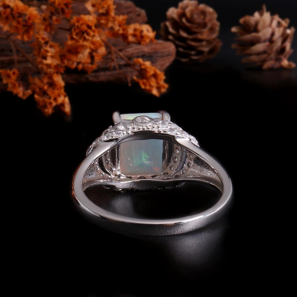 Natural Opal Ring 7*9mm Big Ethiopia Opal 925 Sterling Silver Fine Jewelry for Women Daily Wear Nice Gift