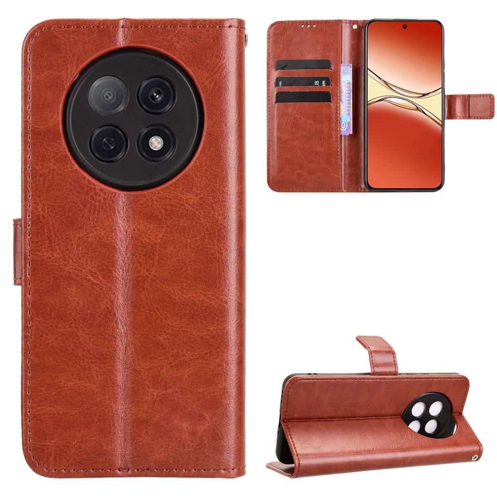 For Oppo A5 Pro 5G (China)/Oppo F29 Pro 5G (Global) PU Leather Case with Strap Crazy Horse Texture Phone Wallet Cover