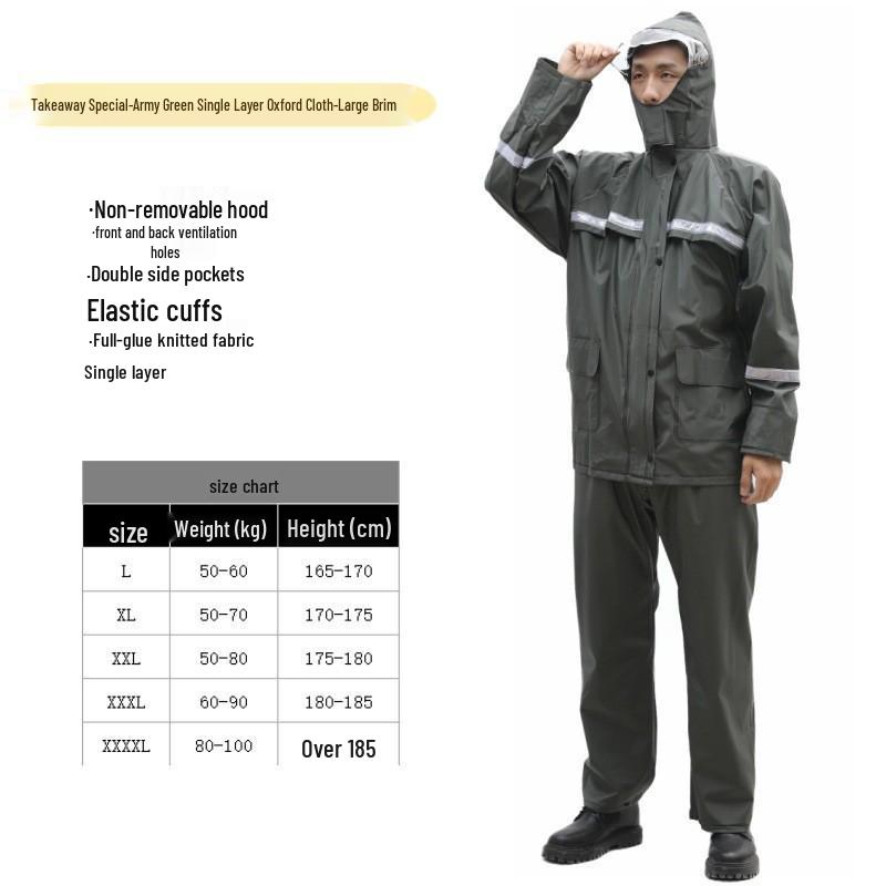 Thickened Full-Body Stormproof Raincoat and Pants - Reflective, Lengthened Set for Cycling and Riding
