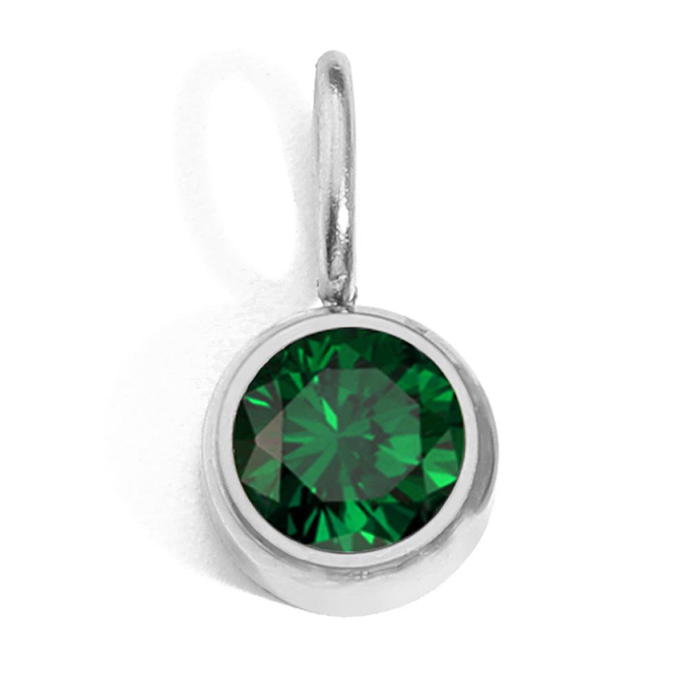 CARLIDANA Waterproof 12 Month Crystal Birthstone 14K Gold Plated Stainless Steel 8MM Birthstone Bezel Pendant DIY Charm