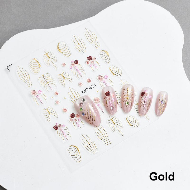 5D Halloween Christmas Nail Stickers Relief Skeleton Nail Decal Halloween Party Manicure Slider