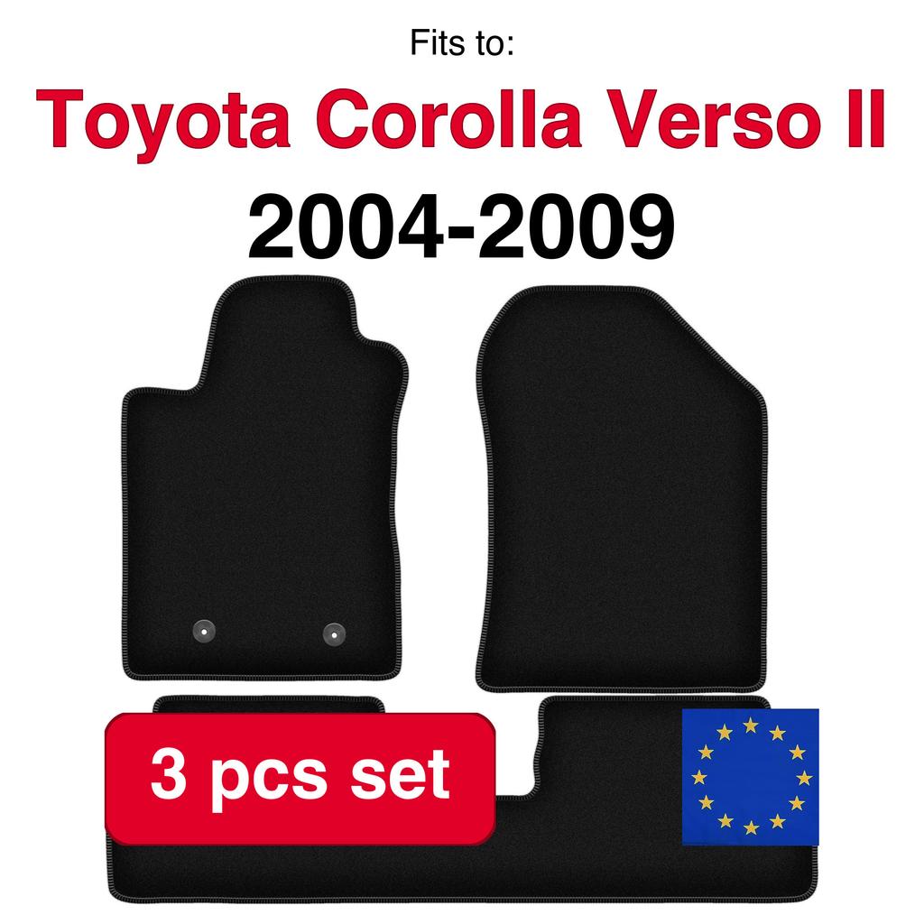 Basic Velour Car Mats, For Toyota Corolla Verso Ii Minivan (2004-2009)