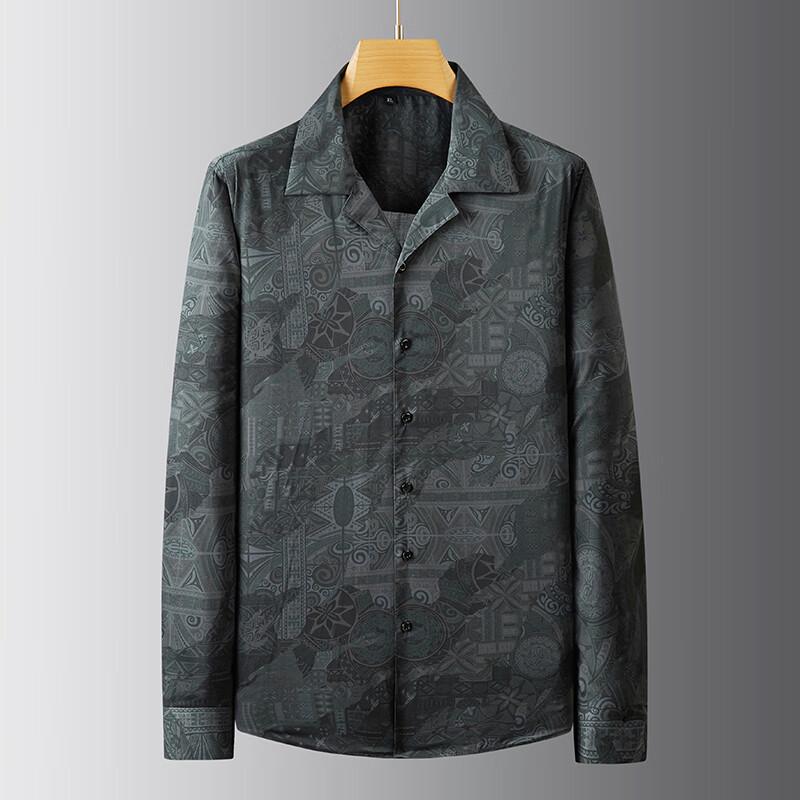 Plus Size Men's Floral Long Sleeve Casual Shirt