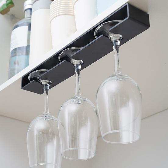 2Pcs Goblet Hanging Rack No Drill Wine Glass Holder Space-Saving Under Cabinet