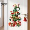 Indoor And Outdoor Seasonal Decor Christmas Tree Window Stickers with Gnome Snowman, Removable Glass Stickers, PVC Festive Home Beautification