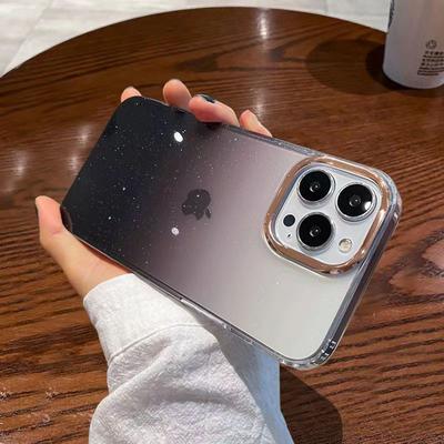 Starry Sky Gradient Flash Powder Single-picture Suitable for IPhone16 Mobile Phone Case Apple 15 Hard Shell 14promax Full Wrap Transparent