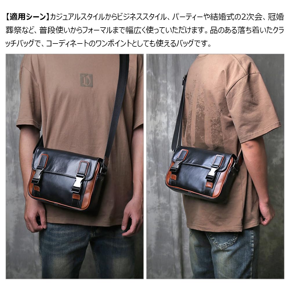 Bolso de Hombro de Cuero de Vaca Natural Curtido Estilo Antiguo Whatna para Hombre, Bolso Cruzado para Pecho, Cabe en iPad 9.7, Bolso de Hombro, Bolso Mensajero Pequeño para