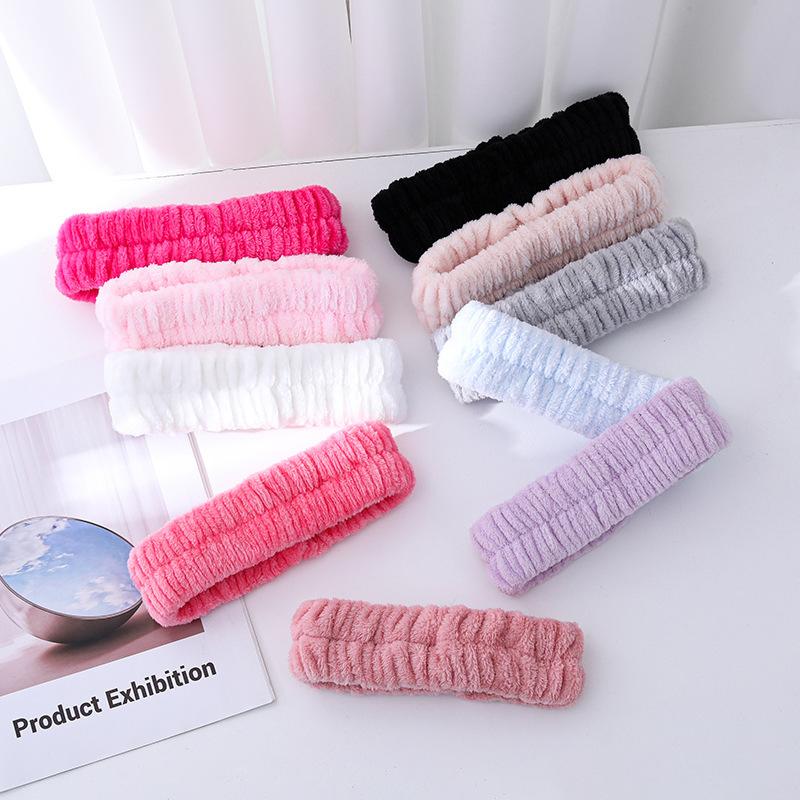 Fascia per Lavaggio Viso, Elastico per Lavaggio Viso, Fascia per Capelli da Donna, Peluche Monocolore, Fascia per Capelli da Casa per Trucco, Elastico per Capelli