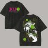 405. T-shirt Lavé Anime L'Étrange Aventure de JoJo Jolyne Cujoh T-shirt en Coton Lavé Été Manches Courtes Décontracté Ample T-shirts Hauts Hommes Vêtements Unisexes overs