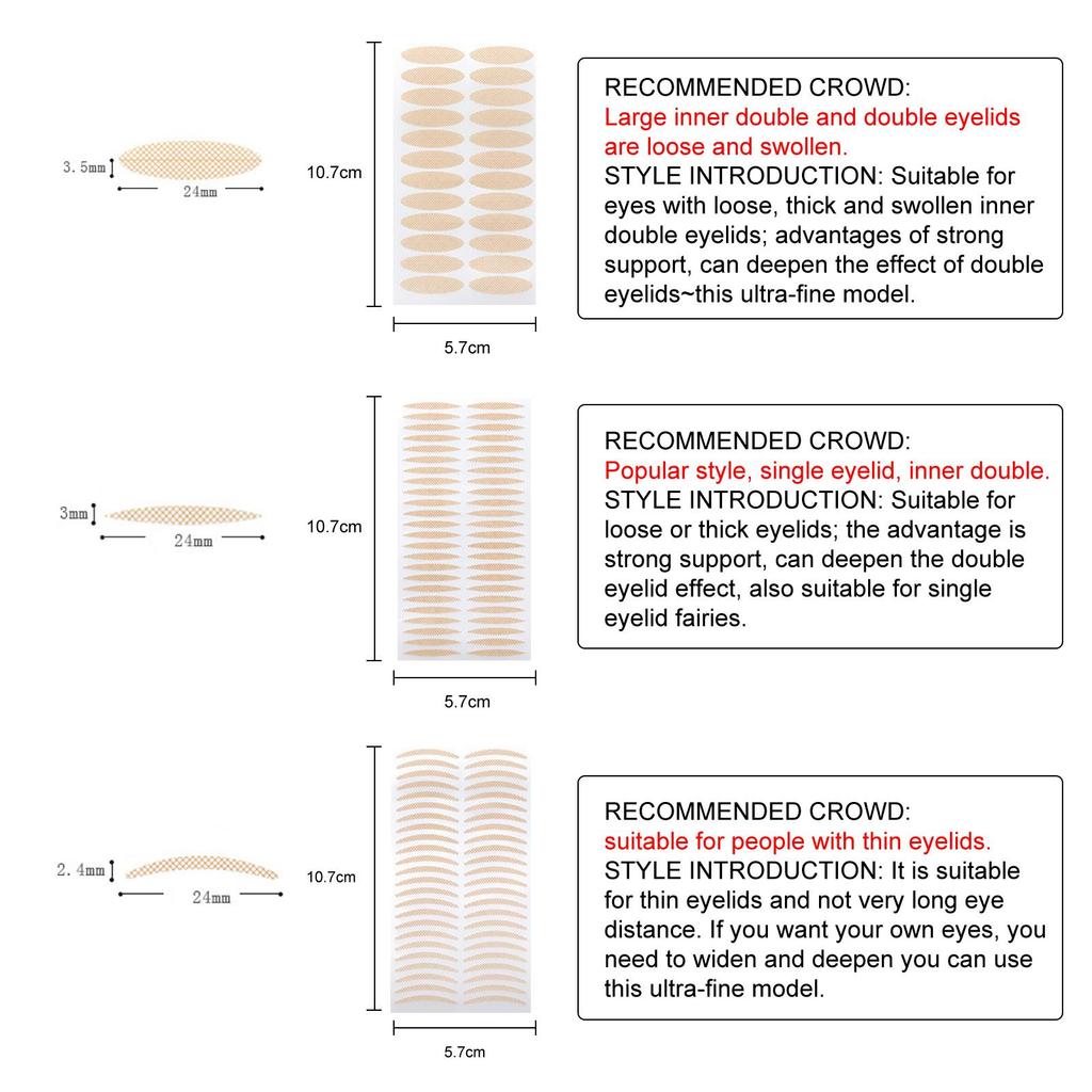 West&Month Double Eyelid Tape 480pcs, Adhesive-Free, Mesh Lace Olive-Shaped, Invisible and Natural, Waterproof and Sweatproof for Beautiful Eyes