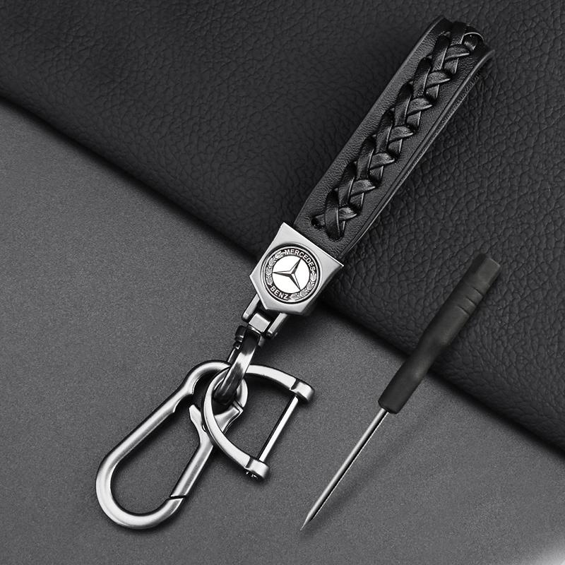 Leather Key Chain Car Keyring Pendant Keychain Car Accessories For Mercedes Benz AMG W246 W212 W204 C117 X156 A B C E Ml Gl Cla Gla Glk Sl Slk Class