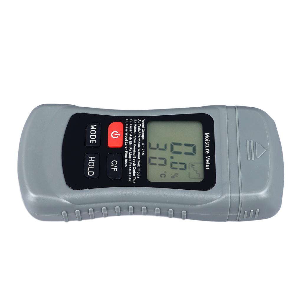 Pin Type Moisture Meter LCD Digital Display Moisture Detector for Wood Wall Paper Detection Temperature Tester