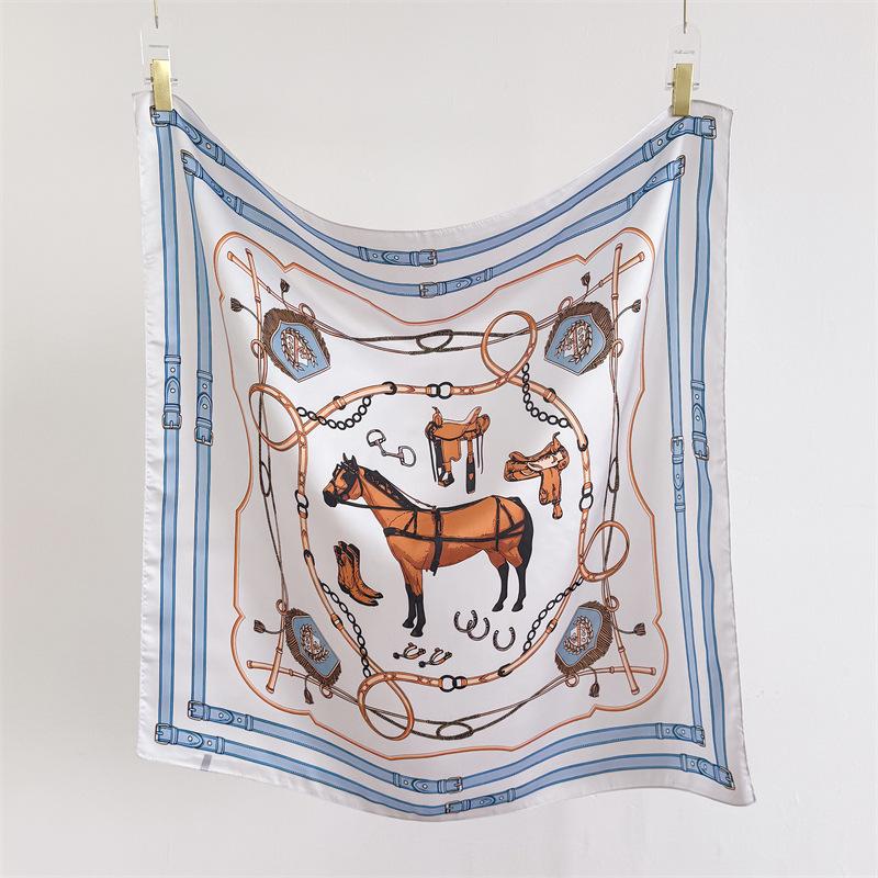 Chain Simulation Silk High-end Large Square Scarf Silk Scarf Printed Shawl Decorative Scarf Sunscreen Headscarf Scarf Female