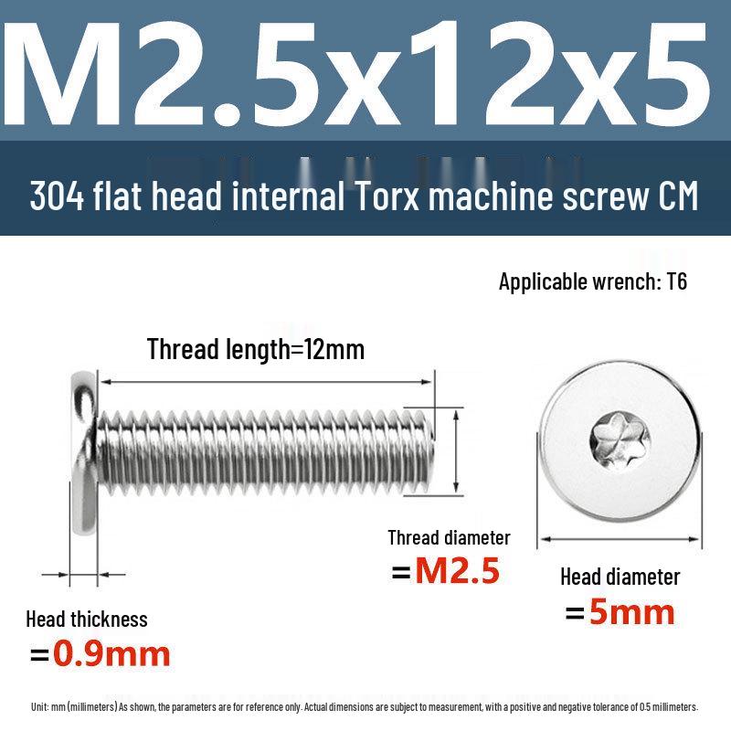 Yigu 304 Stainless Steel Thin Flat Head Torx Screw M2-M8 for Computer Machines