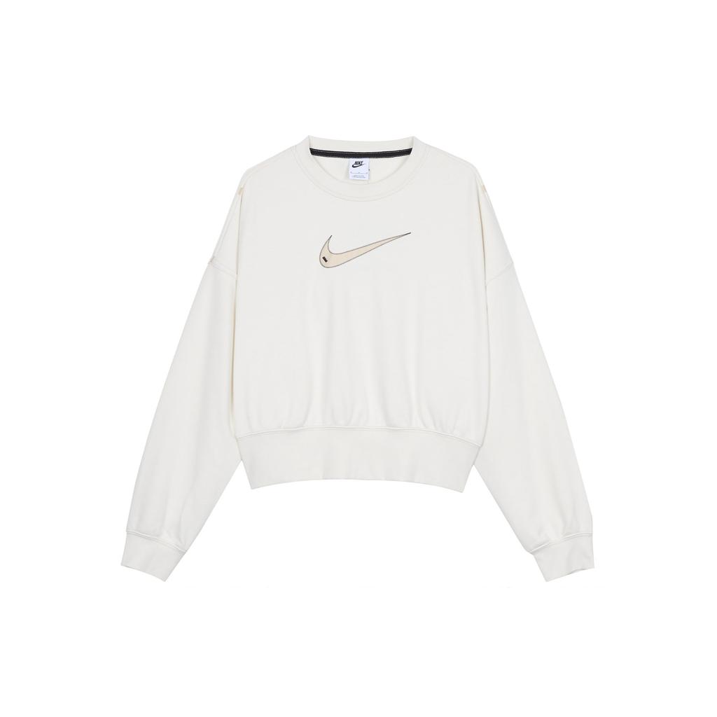 Nike Sportswear Swoosh Logo Embroidered Knit Pullover Hoodie White DO7212-030