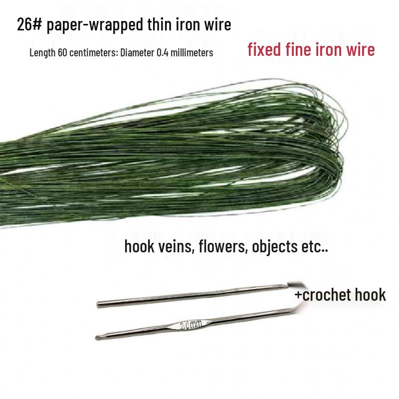 Green Iron Wire for Flower Stems and Crafts: Fine Leaf Vein Rods for DIY Paper Flowers and Stockings.