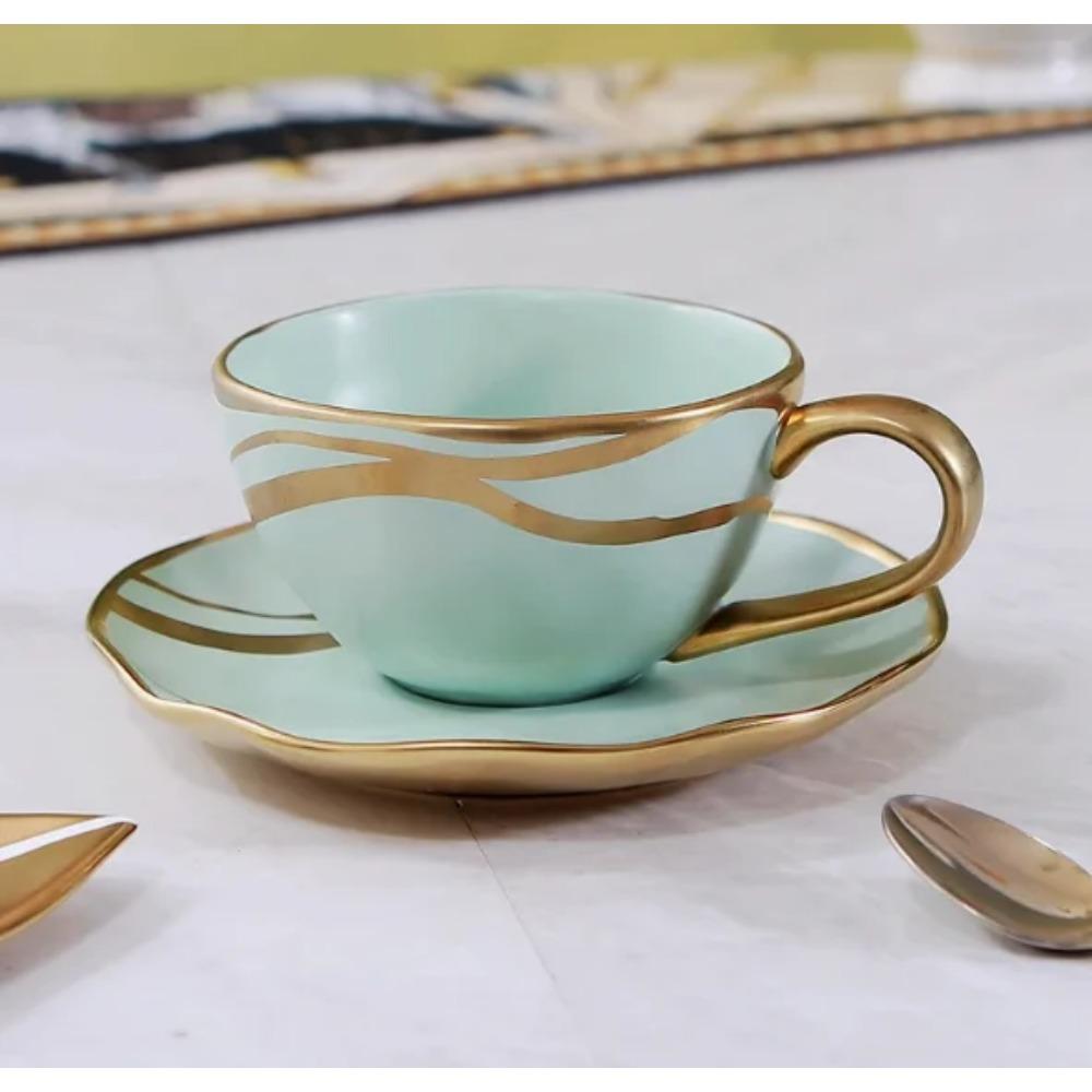 Phnom Penh Keramický šálek na kávu a podšálek Sada Šálky na odpolední čaj Snídaňové šálky Sklenice na vodu pro pár Šálek na mléčný čaj Hrnek na mléko