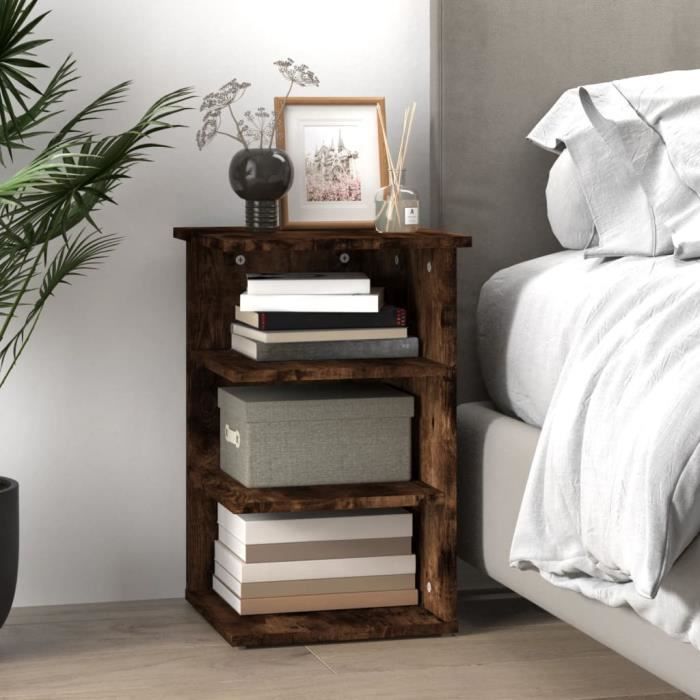 826366 vidaXL Armoire latérale Chêne fumé 35x35x55 cm Bois d'ingénierie