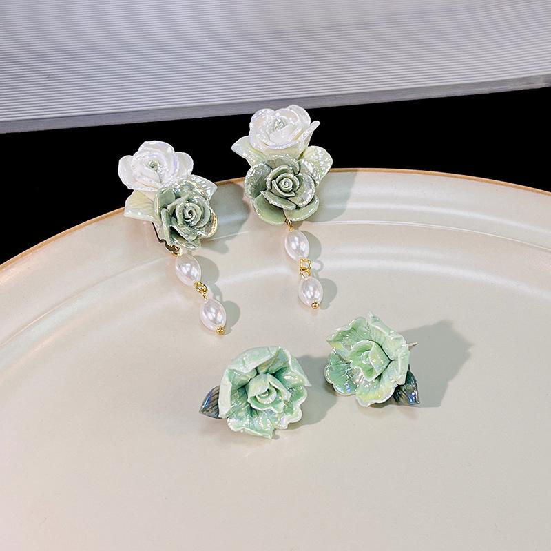 

Silver Needle Baroque Pearl Tassel Dangle Earrings