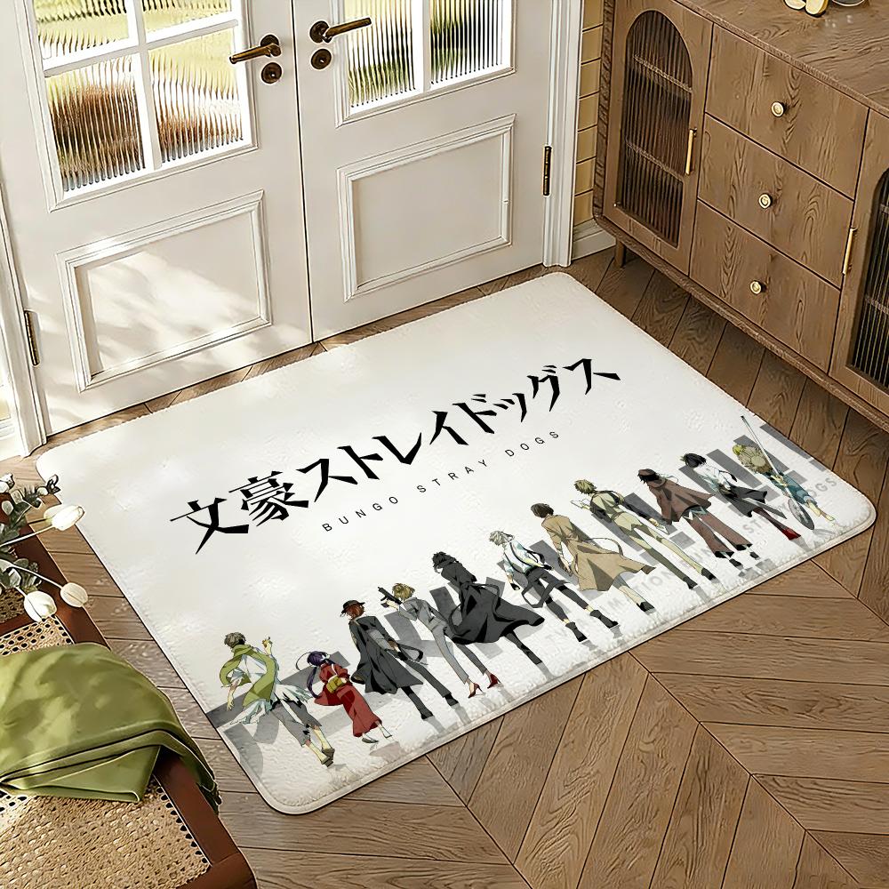 Bungo Stray Dogs Anime Floor Mat Soft Thickened Absorbent Non-Slip Bedroom Living Room Door Mat Home Decor Flannel Rugs