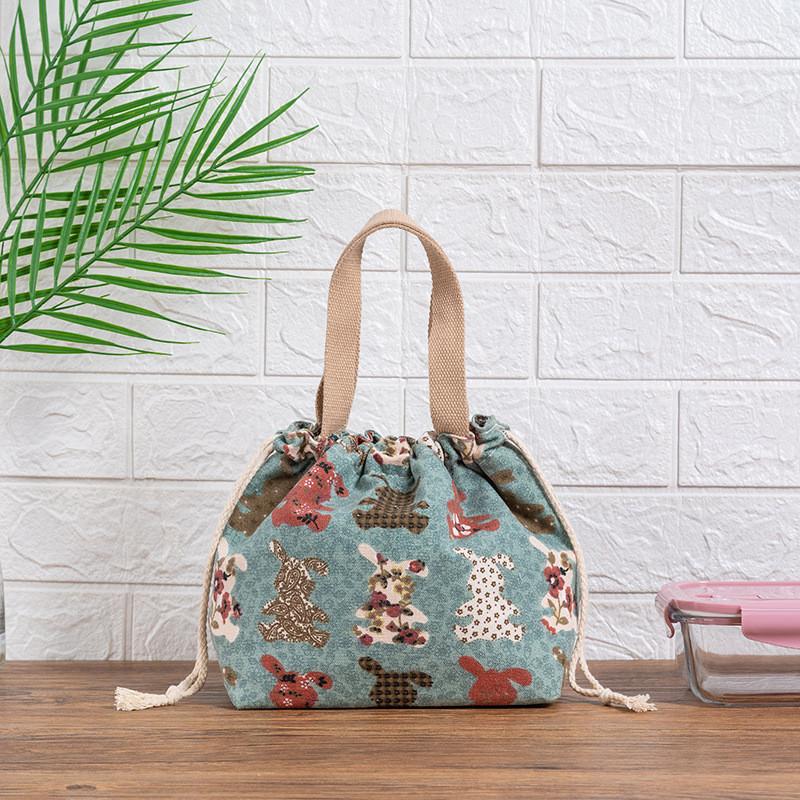 Japanese Lunch Box Bag Handheld Canvas Lunch Tote For Office And Picnics