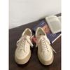 thick-soled beige canvas shoes women's height-increasing dissolving shoes niche versatile retro casual board shoes 542