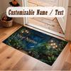 Mushroom Forest Theme Crystal Velvet Floor Rug Personalized Custom Name Text Warm Carpet Home Decoration