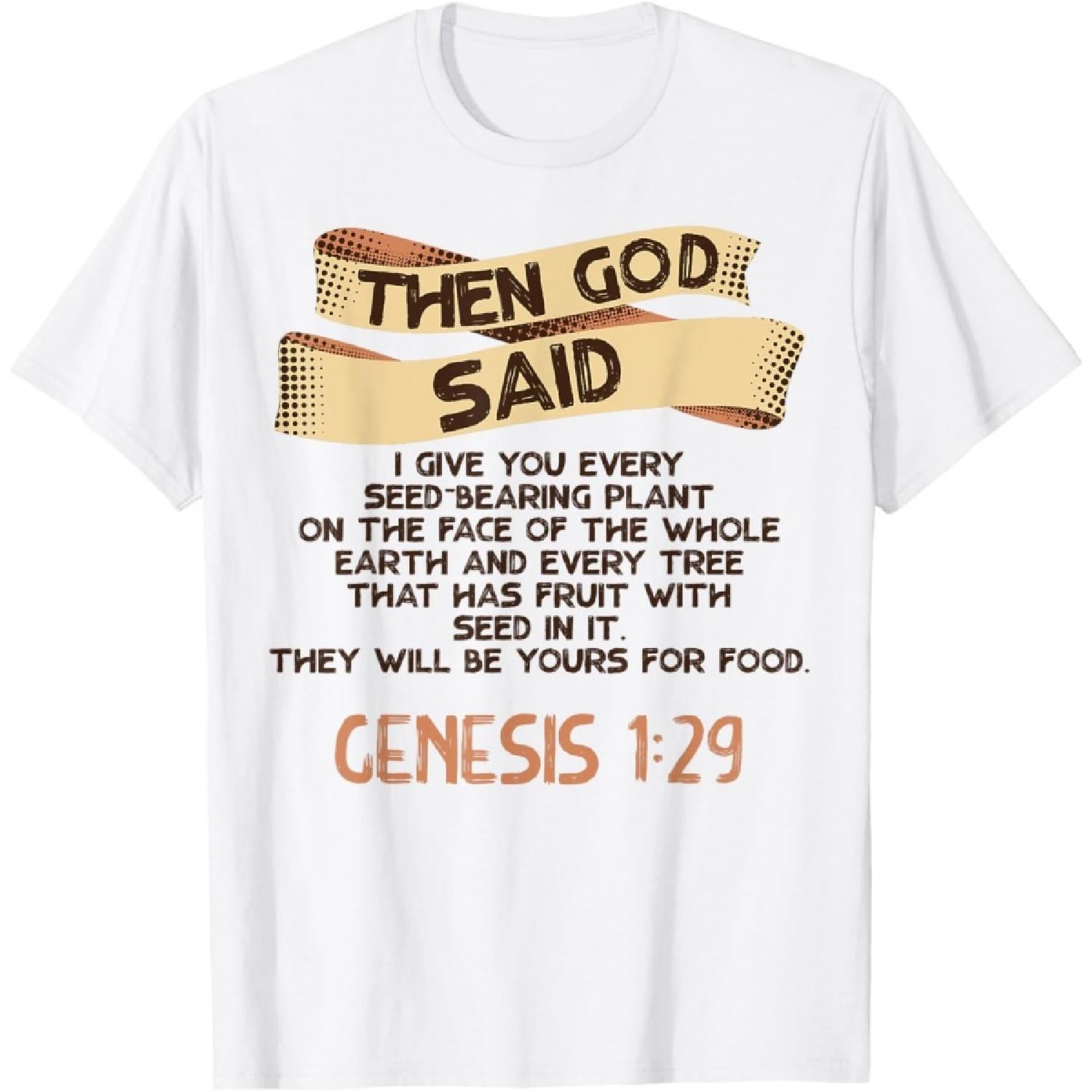 Genesis 1_29 Plant Based Diet Vegan Vegetarian Bible Verse T-Shirt S