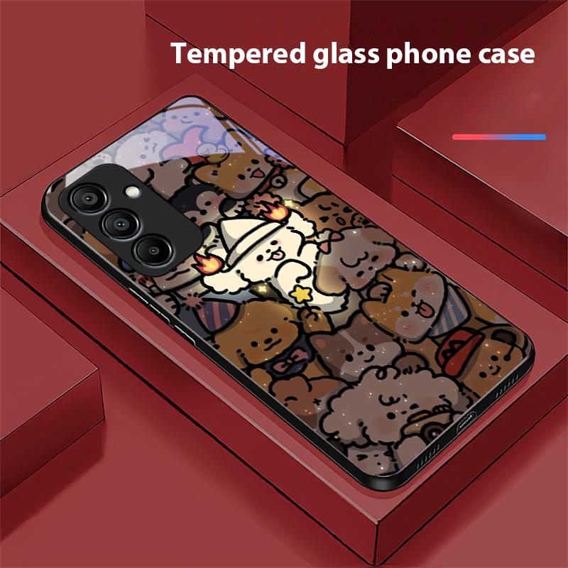 Glowing Kitten For Samsung Galaxy A15 5G 54 4G 51 50 24 35 90 71 12 51 53 52S 80 22 34 Black Tempered Glass Phone Case