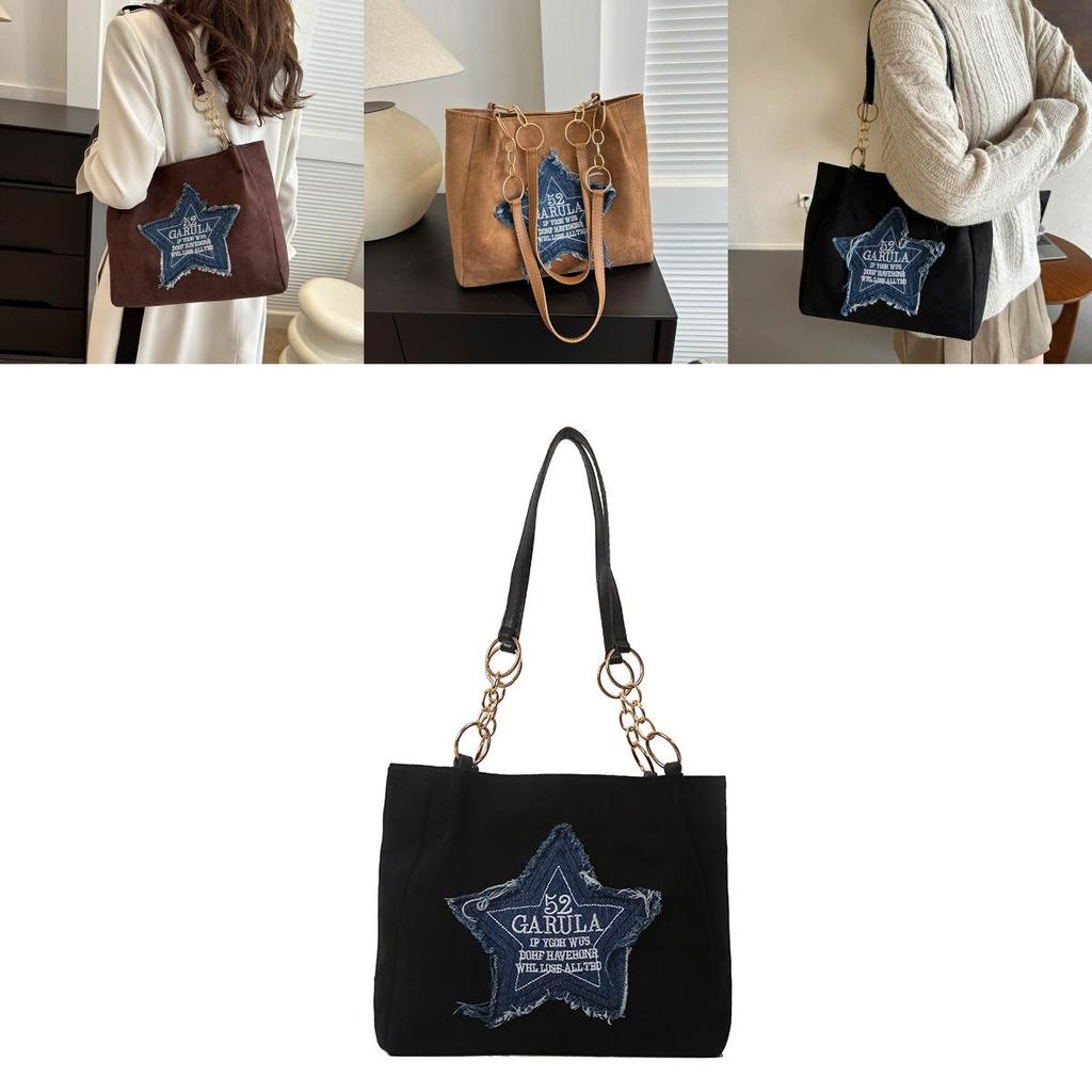 Trendy Simple Women's Shoulder Bag Spacious Tote Bag In Black White Brown Colors