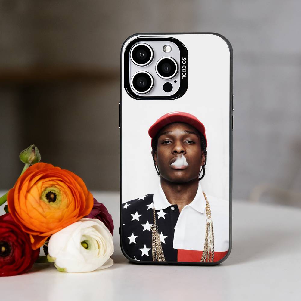 A-ASAP Rocky Rapper Handyhülle Für iPhone 17,16,15,14,13,12,11 Plus,Pro Max,XS,Bunte Silber Schwarze Hülle