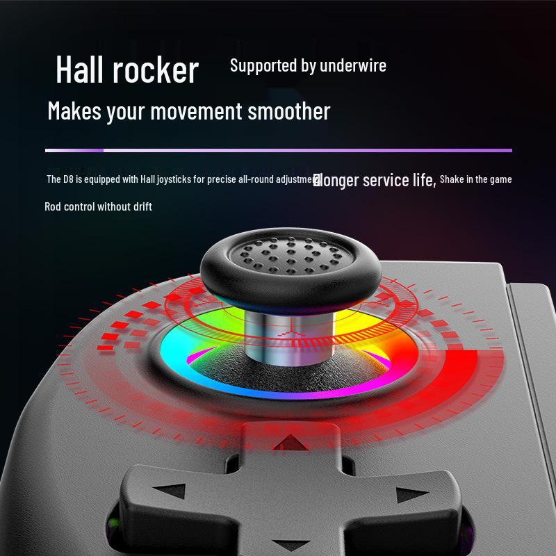 Controlador de Juego para Teléfono D8 RGB con Mango Extensible y Joystick de Efecto Hall de Seis Ejes para iOS, Android y Switch