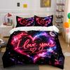 Dreamy And Dazzling Cosmic Heart Theme Print Soft Comfortable Duvet Cover Bedding Set Included 1*Duvet Cover 2*Pillowcases