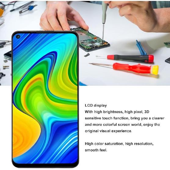 LCD Screen Replacement for Redmi Note 9 and for Redmi 10X 4G, 6.53 Inch Touch Screen Digitizer Assembly Kit with Frame and Repair Tools