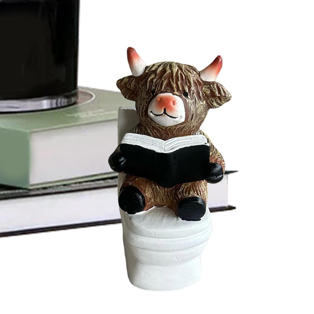Hochlandkuh Dusche Badezimmer Figur Handwerk Harz Rinder Ornament Kleine Kuh Statue Dekorationen Geschenke Für Schlafzimmer Bücherregale